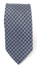 Navy & Sky Blue Geometric Floral Tiles London Silk Tie by Van Buck