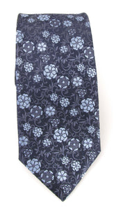 Navy Sky Blue Flowery Vine London Silk Tie by Van Buck