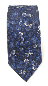 Navy Floral Medley London Silk Tie by Van Buck