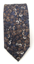 Navy & Brown Floral Medley London Silk Tie by Van Buck