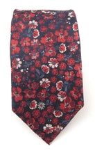 Navy & Red Floral Medley London Silk Tie by Van Buck