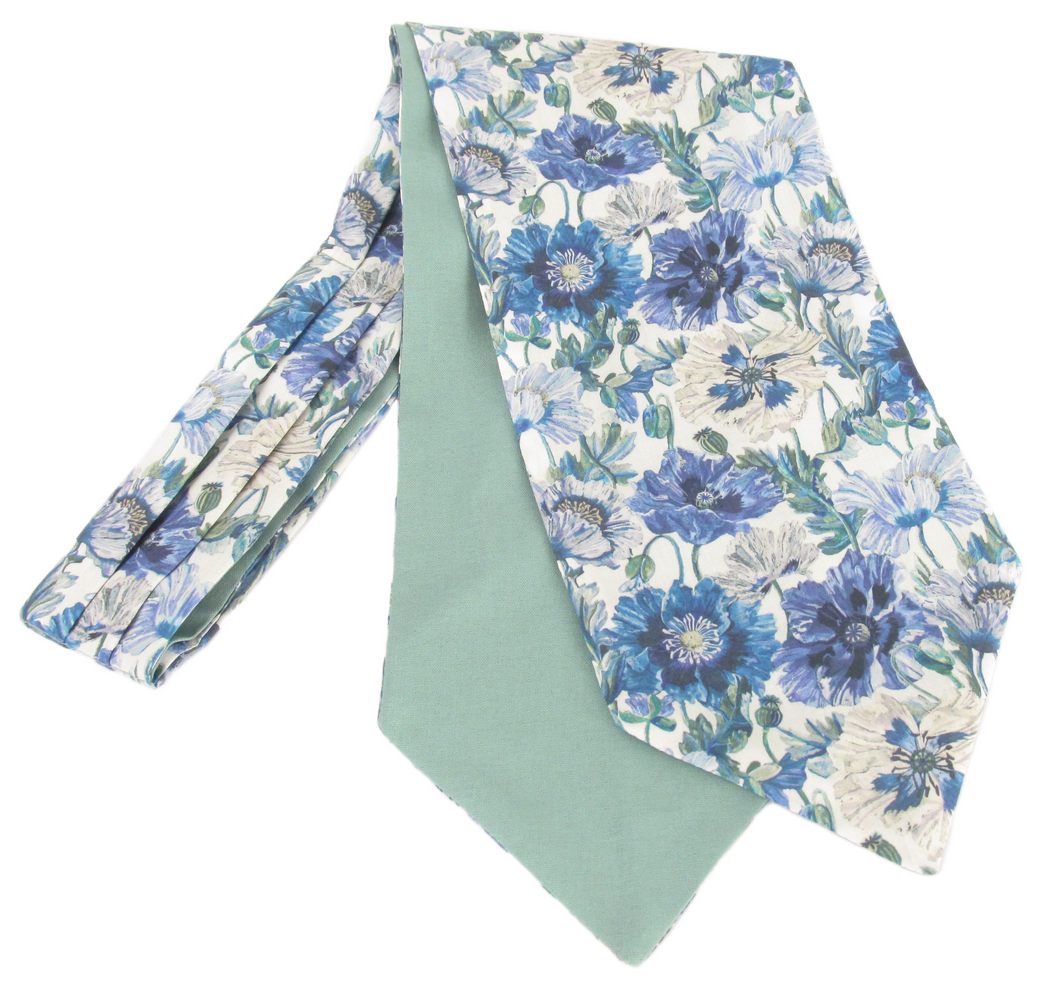 Poppy Amelie Blue Cotton Cravat Made with Liberty Fabric