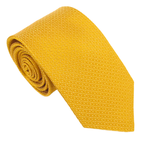 Gold Intricate Self Patterned London Silk Tie by Van Buck