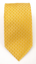 Gold Self Patterned Rectangles London Silk Tie by Van Buck