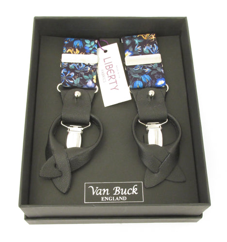 Mary Patricia Blue Trouser Braces Made with Liberty Fabric