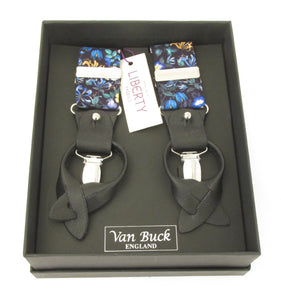 Mary Patricia Blue Trouser Braces Made with Liberty Fabric