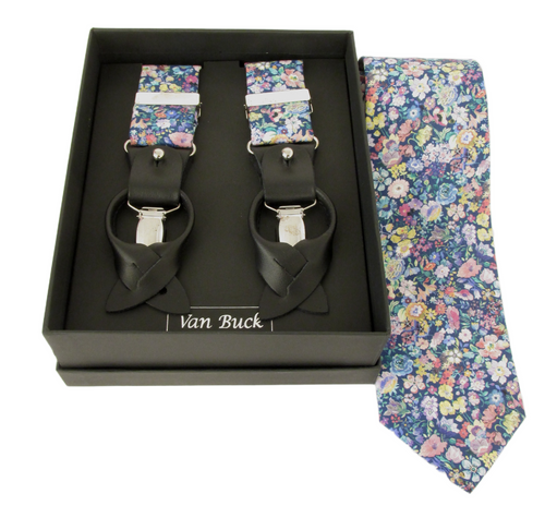 Classic Garden Tie & Trouser Braces Set Made with Liberty Fabric