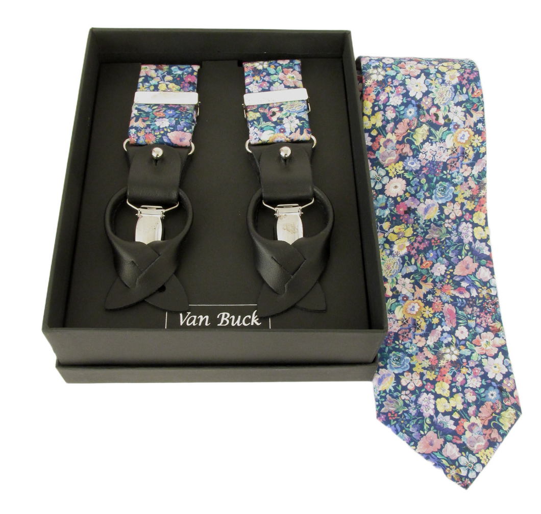 Classic Garden Tie & Trouser Braces Set Made with Liberty Fabric