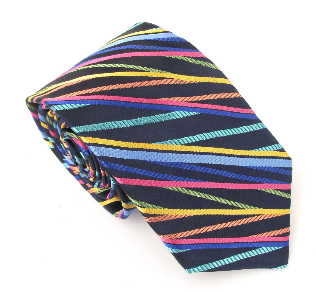 Van Buck Limited Edition Navy Multi Striped Silk Tie