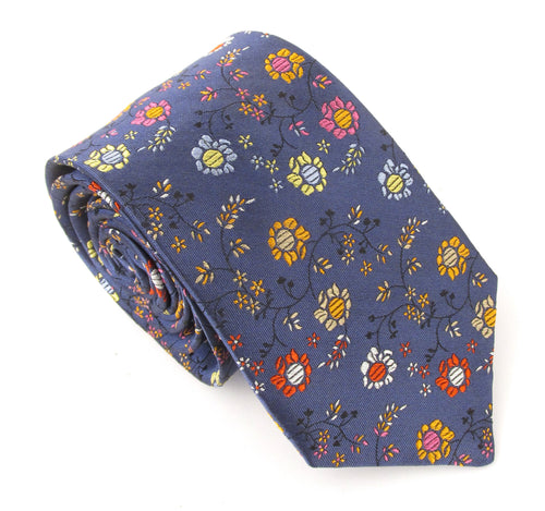 Van Buck Limited Edition Navy Flower & Vine Silk Tie
