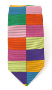Limited Edition Multi Pink Blocks Silk Tie by Van Buck