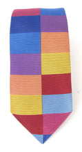 Limited Edition Multi Blue Blocks Silk Tie by Van Buck