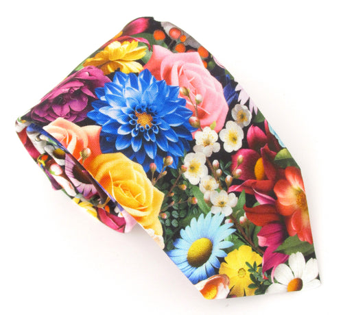 Vivid Floral Novelty Cotton Tie by Van Buck