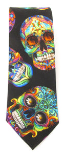 Psychedelic Skulls Novelty Cotton Tie by Van Buck
