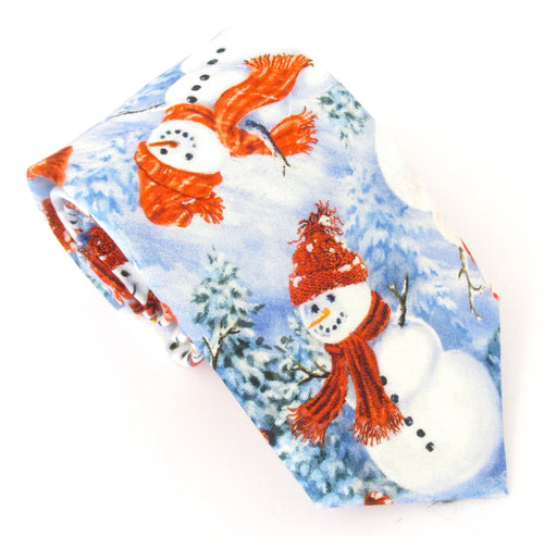 Large Snowman Cotton Christmas Tie by Van Buck