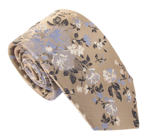 Bronze Floral London Silk Tie by Van Buck