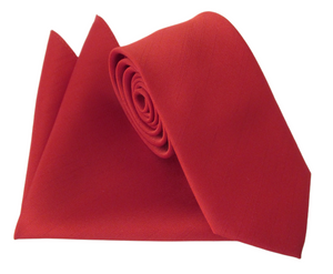Cherry Plain Slub Tie & Pocket Square Set by Van Buck