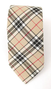 Camel Thompson Tartan Poly Tie by Van Buck