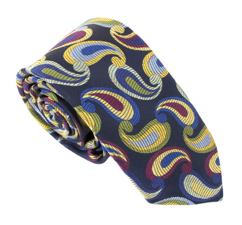 Van Buck Limited Edition Multi Yellow Large Teardrop Paisley Silk Tie