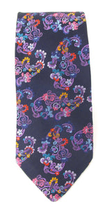 Limited Edition Navy & Lilac Floral Paisley Silk Tie by Van Buck