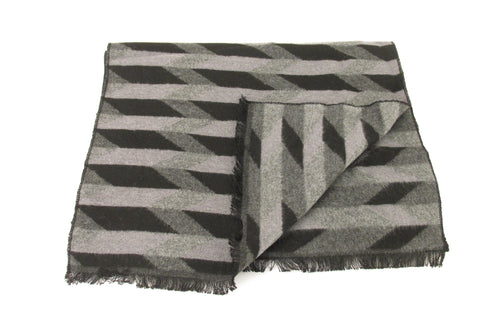 Black Stripe Herringbone Scarf by Van Buck