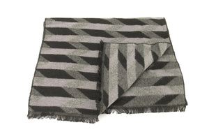 Black Stripe Herringbone Scarf by Van Buck