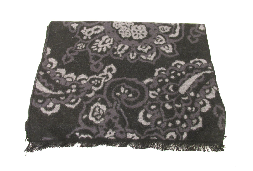 Black Large Floral Paisley Scarf by Van Buck