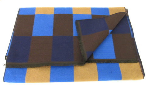 Brown Blue Squares Scarf by Van Buck