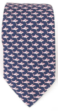 Italian Printed Silk Navy Pink Shark Tie