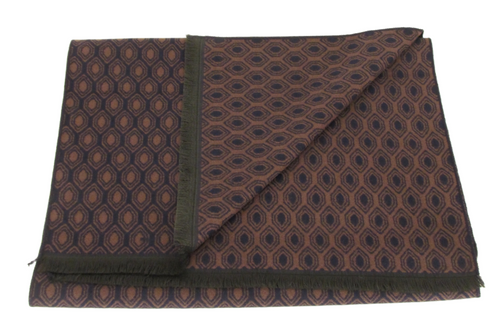 Navy & Brown Hexagon Reversible Scarf by Van Buck