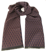 Navy & Brown Hexagon Reversible Scarf by Van Buck