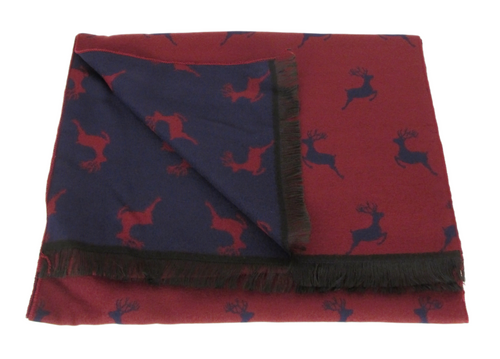 Navy & Red Stag Reversible Scarf by Van Buck