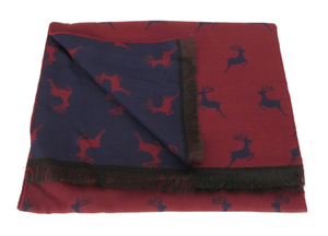 Navy & Red Stag Reversible Scarf by Van Buck