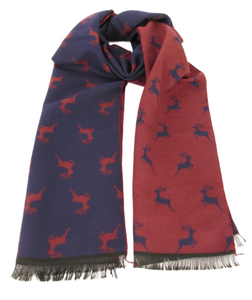 Navy & Red Stag Reversible Scarf by Van Buck