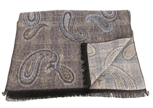 Brown & Sky Blue Checkered Paisley Scarf by Van Buck
