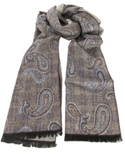Brown & Sky Blue Checkered Paisley Scarf by Van Buck