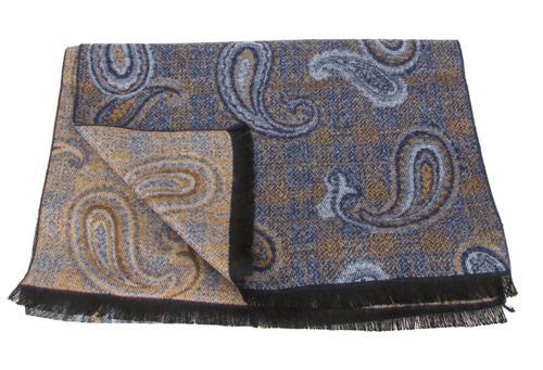Orange & Blue Checkered Paisley Scarf by Van Buck