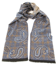 Orange & Blue Checkered Paisley Scarf by Van Buck