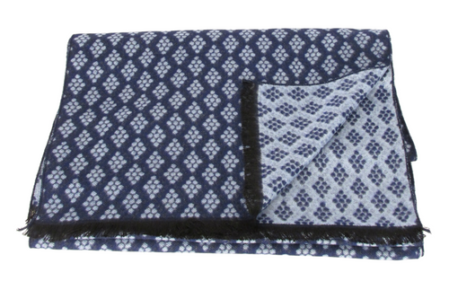 Navy Sky Honeycomb Reversible Scarf by Van Buck