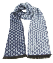 Navy Sky Honeycomb Reversible Scarf by Van Buck