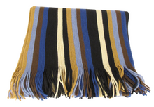 Blue & Brown Knitted Stripe Scarf by Van Buck