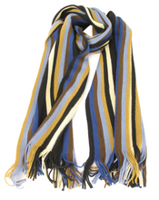 Blue & Brown Knitted Stripe Scarf by Van Buck