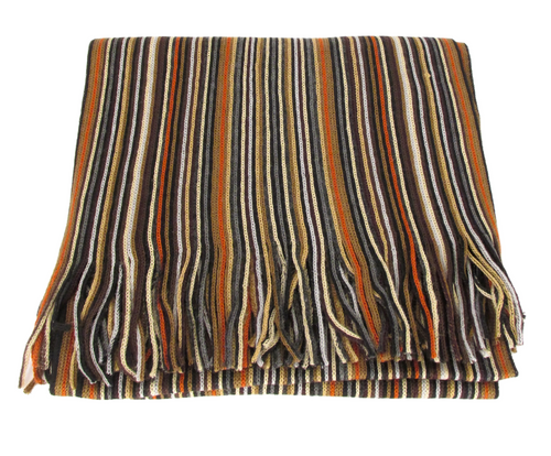 Orange Multi Knitted Stripe Scarf by Van Buck