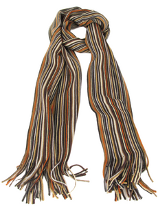 Orange Multi Knitted Stripe Scarf by Van Buck