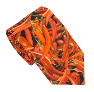 All Over Red Chilli Peppers Cotton Tie by Van Buck