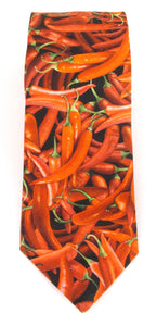 All Over Red Chilli Peppers Cotton Tie by Van Buck