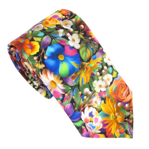 Vivid Floral Novelty Cotton Tie by Van Buck