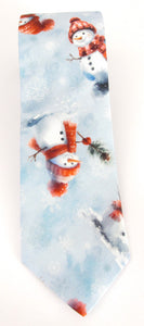 Snowman & Snowflake Cotton Christmas Tie by Van Buck
