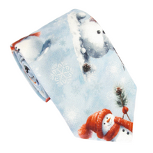 Snowman & Snowflake Cotton Christmas Tie by Van Buck