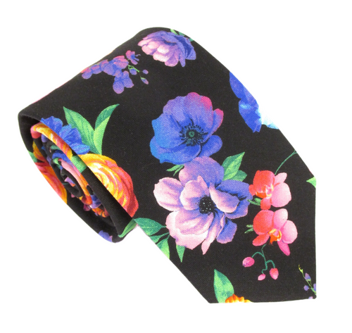 Violaceous Floral Cotton Tie by Van Buck